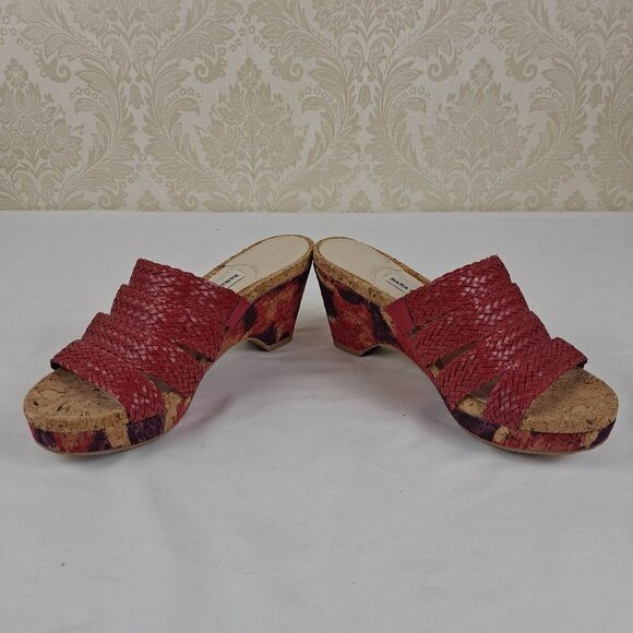 Dana Buchman Size 6M Billy Sandals Red Woven Braided Straps Cork Sole NWOT - Picture 9 of 15